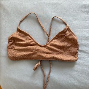 Brown Textured Bikini Top